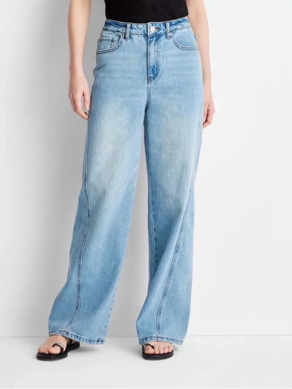 Light Wash High-Rise Wide-Leg Jeans for Women by Future Collective  Size 6 - Picture 4 of 4